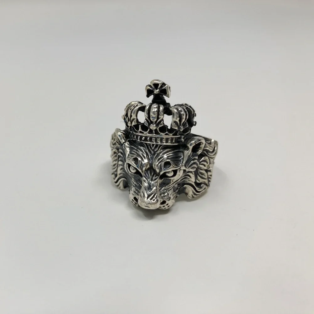 Crown Lion King ring sterling silver 925 for men - Picture 3 of 9